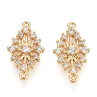 Brass Pave Clear Cubic Zirconia Connector Charms