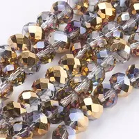 Half Plated Faceted Rondelle Electroplate Glass Beads Strands