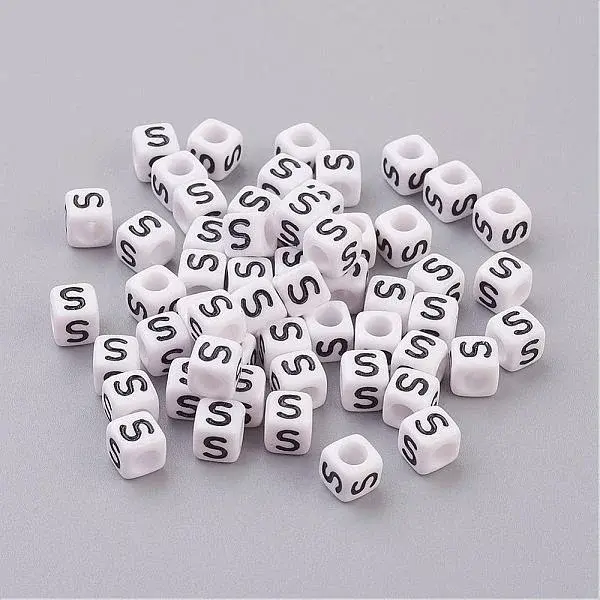 Acrylic Horizontal Hole Letter Beads