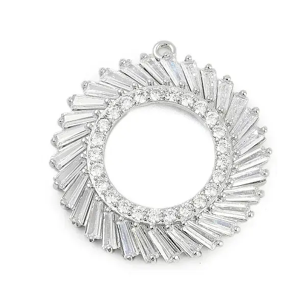Brass Micro Pave Cubic Zirconia with Glass Pendants