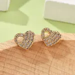 Brass Micro Pave Clear Cubic Zirconia Stud Earrings for Women