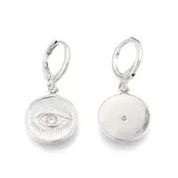 Clear Cubic Zirconia Horse Eye Dangle Leverback Earrings