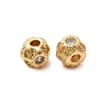 Brass Micro Pave Cubic Zirconia Beads