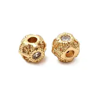 Brass Micro Pave Cubic Zirconia Beads