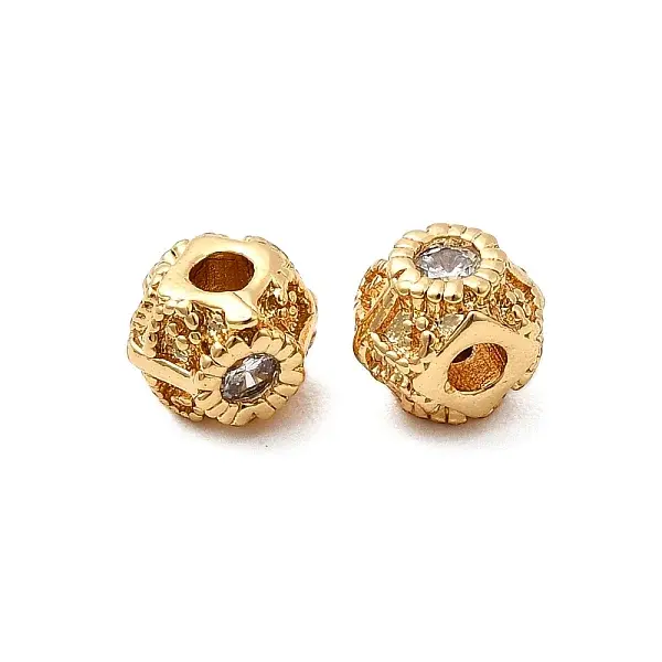 Brass Micro Pave Cubic Zirconia Beads