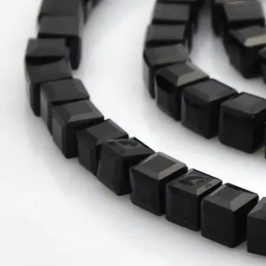 Faceted Cube Glass Beads Strands