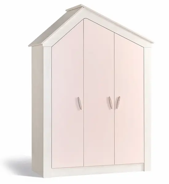 Šatní skříň 3d s osvětlením boom - bříza/růžová