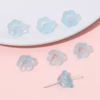 10Pcs Gradient Color Transparent Glass Bead Caps