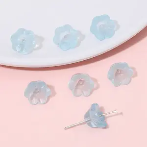 10Pcs Gradient Color Transparent Glass Bead Caps