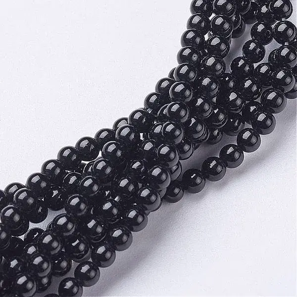 Natural Black Onyx Round Beads Strands