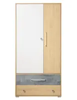 Studentská šatní skříň barney - dub/šedá/bílá