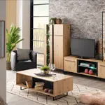 Obývací stěna s osvětlením nathan - dub artisan/černá