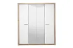 Čtyřdvéřová šatní skříň se zrcadly shine - dub šedý/bílá