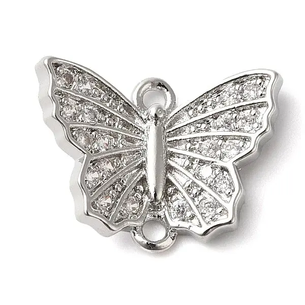 Brass Micro Pave Clear Cubic Zirconia Connector Charms