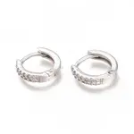 Brass Micro Pave Clear Cubic Zirconia Huggie Hoop Earrings