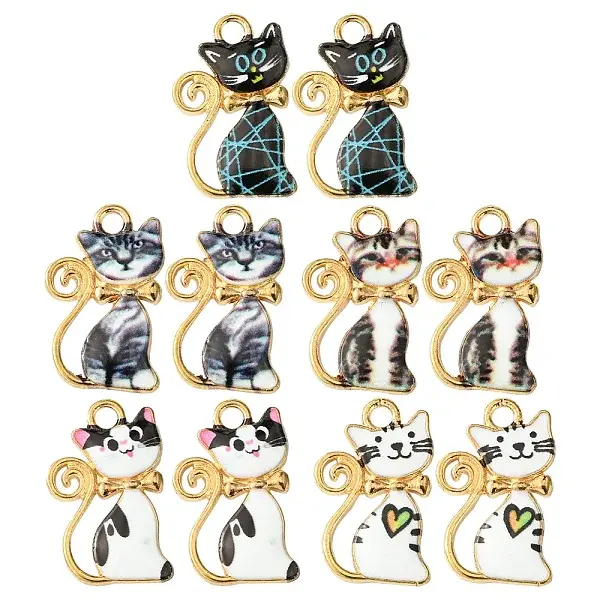 10Pcs Alloy Enamel Pendants