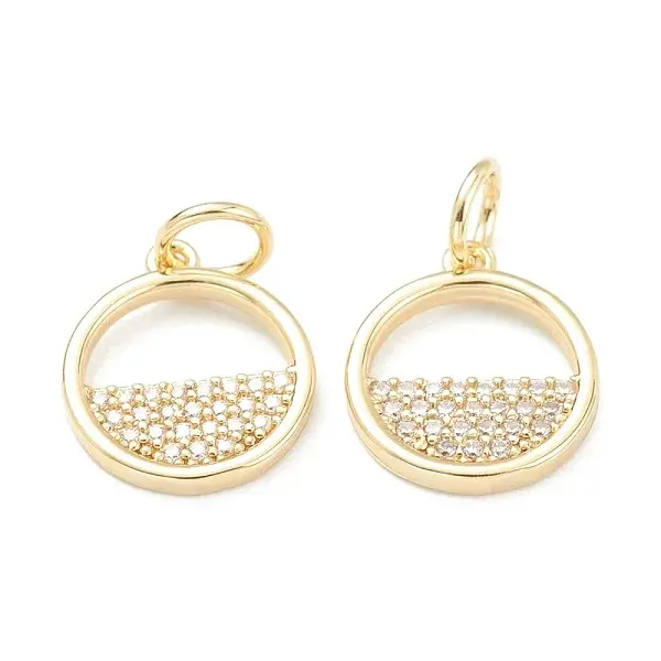 Brass Micro Pave Clear Cubic Zirconia Charms
