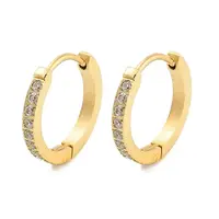 Ion Plating(IP) 304 Stainless Steel Micro Pave Clear Cubic Zirconia Huggie Hoop Earrings