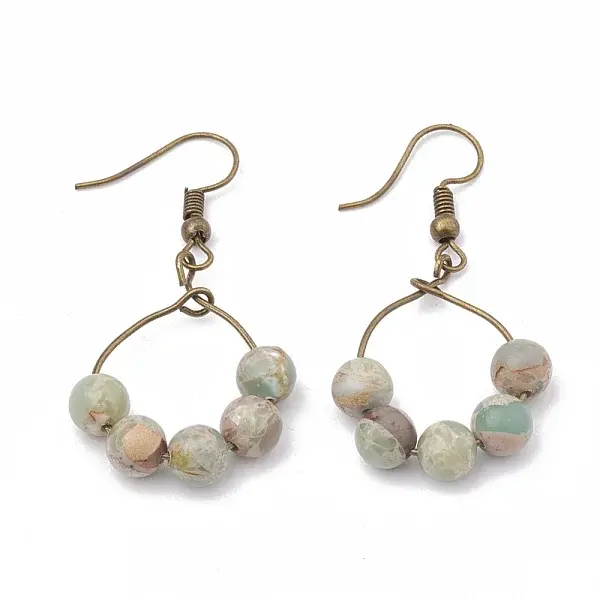 Natural Aqua Terra Jasper Dangle Earrings