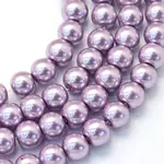 Baking Painted Pearlized Glass Pearl Round Bead Strands
