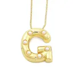 Brass & Plastic Pearl Letter Pendant Box Chain Necklaces for Women