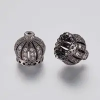 Brass Micro Pave Cubic Zirconia Beads