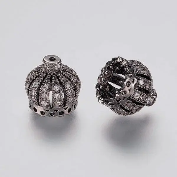 Brass Micro Pave Cubic Zirconia Beads