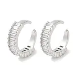 Rectangle Brass Cubic Zirconia Cuff Earrings for Women