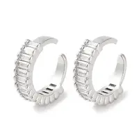 Rectangle Brass Cubic Zirconia Cuff Earrings for Women
