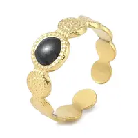 Ion Plating(IP) 304 Stainless Steel Enamel Textured Round Cuff Finger Rings