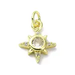 Brass Micro Pave Clear Cubic Zirconia Charms