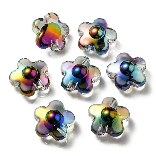 UV Plating Rainbow Iridescent Transparent Acrylic Beads