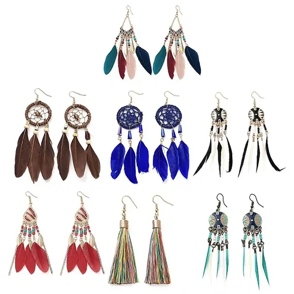 Alloy with Silver Boho Chandelier Earrings