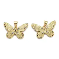 Brass Micro Pave Clear Cubic Zirconia Pendants