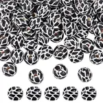 100Pcs Printed Natural Wooden Beads