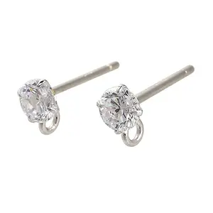 Rhodium Plated 925 Sterling Silver Ear Stud Findings