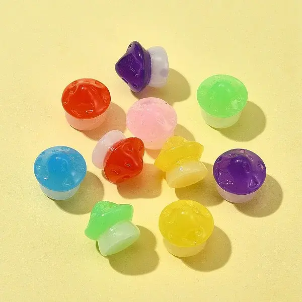 10Pcs Luminous Resin Mushroom Ornament