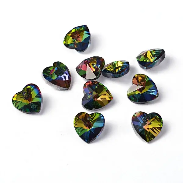 Faceted Heart Electroplated Glass Pendants