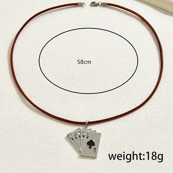 Retro Alloy Hip-hop Style Playing Card Pendant Necklaces