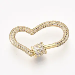 Brass Micro Pave Cubic Zirconia Screw Carabiner Lock Charms