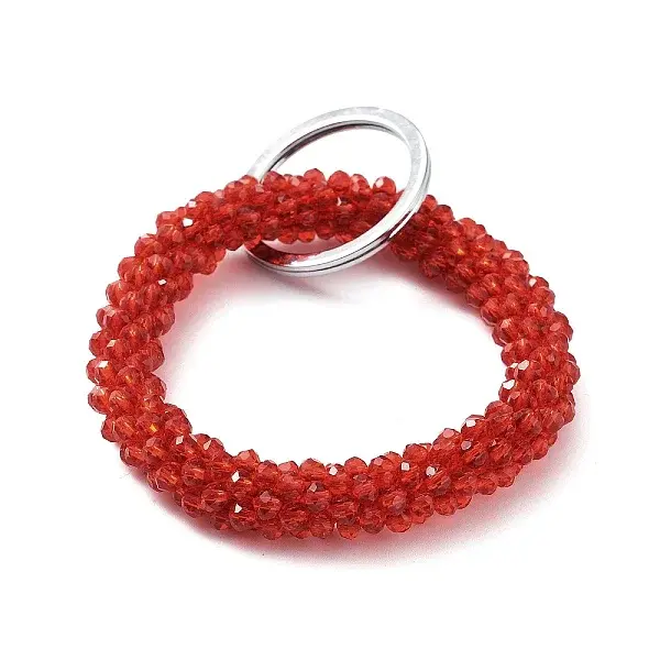Glass Beaded Bracelet Wrist Keychain