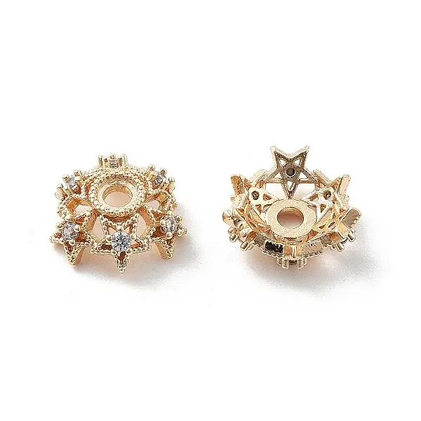 Brass Micro Pave Clear Cubic Zirconia Bead Caps