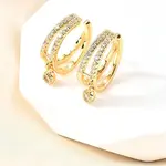 Brass Micro Pave Clear Cubic Zirconia Cuff Earrings