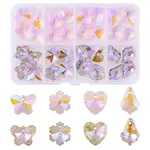 32Pcs 8 Style Pointed Back Electroplate Faceted Glass Pendants