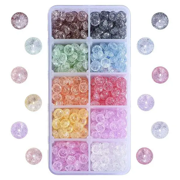 500Pcs 10 colors Crackle Glass Beads
