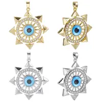 8Pcs 2 Colors Brass Micro Pave Cubic Zirconia Pendants