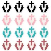 16Pcs 4 Colors Hand with Cross Silicone Beads