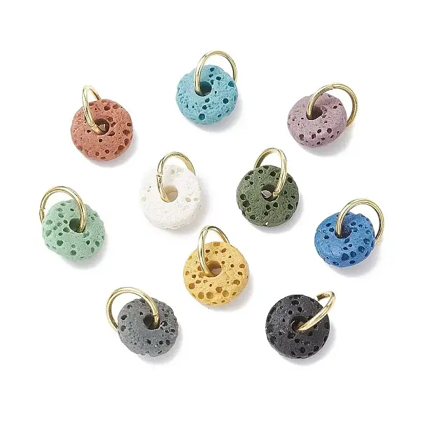 Natural Lava Rock Dyed Disc Charms