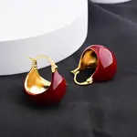 Bag Brass Enamel Hoop Earrings for Women