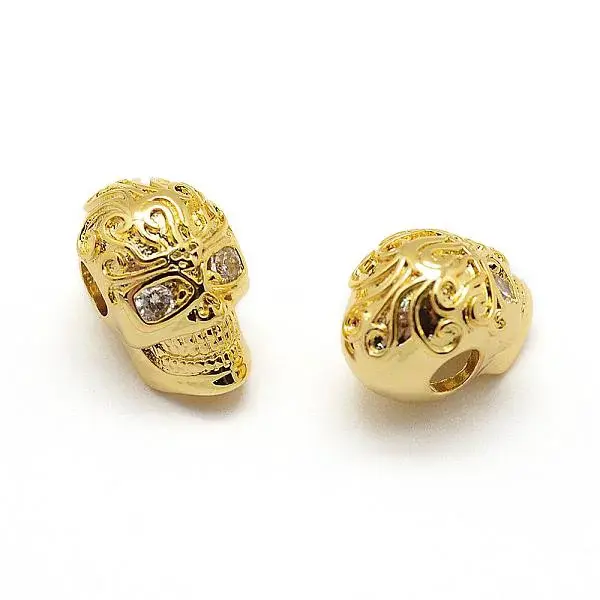 Brass Micro Pave Grade AAA Cubic Zirconia Beads
